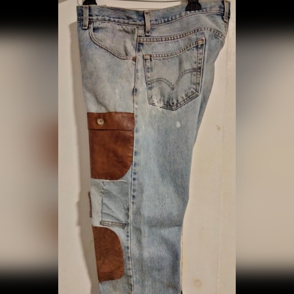 Levi's Vintage Custom Made Patchwork Straight Leg… - image 8